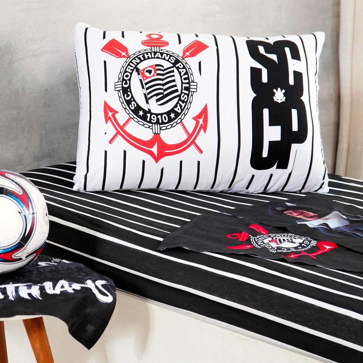 Len&ccedil;ol com el&aacute;stico Corinthians Bene Casa